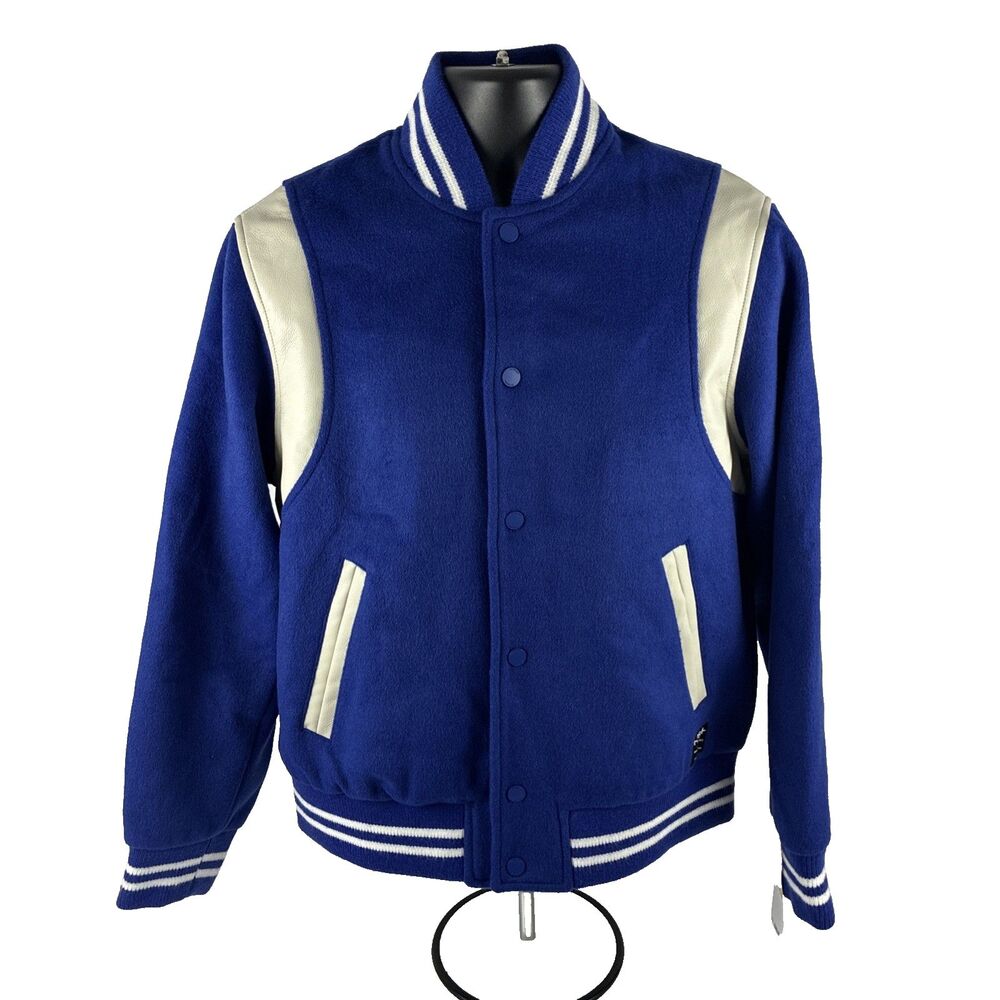 New Hudson Varsity Jacket Men’s Size Small Royal Blue Pockets Wool HM-110F4 NWT